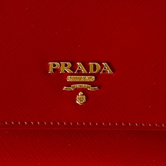 Prada Red Small Saffiano Leather Card Wallet - Picture 3 of 9